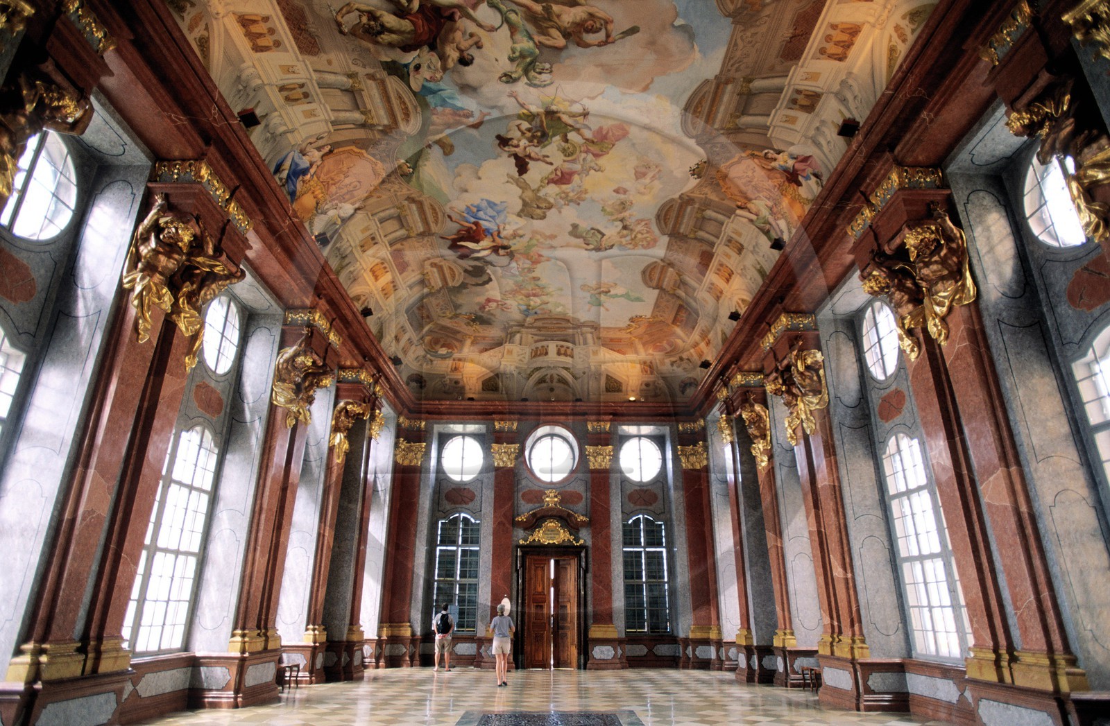 Austria, Lower Austria, Melk Abbey (baroque style), the marble room (marmorsaal)