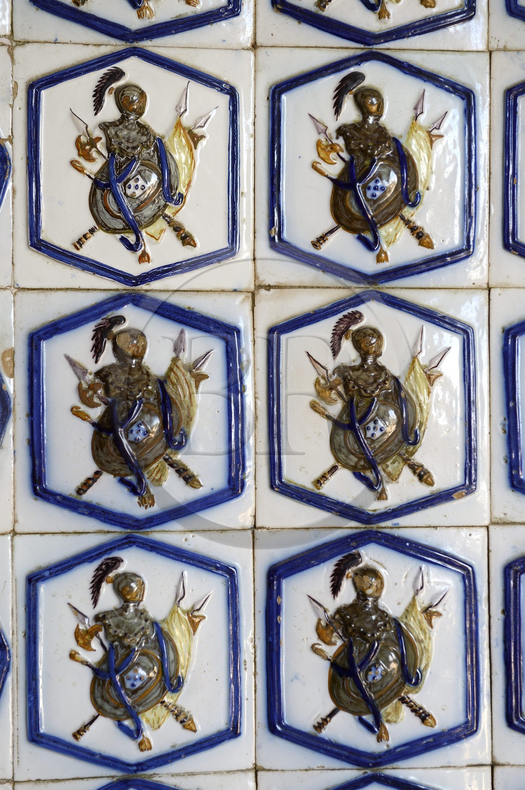 Portugal, région de Lisbonne, Sintra, le Palais national de Pena (Palacio Nacional da Pena), classé Patrimoine Mondial de l'UNESCO, azulejos représentant un chevalier
