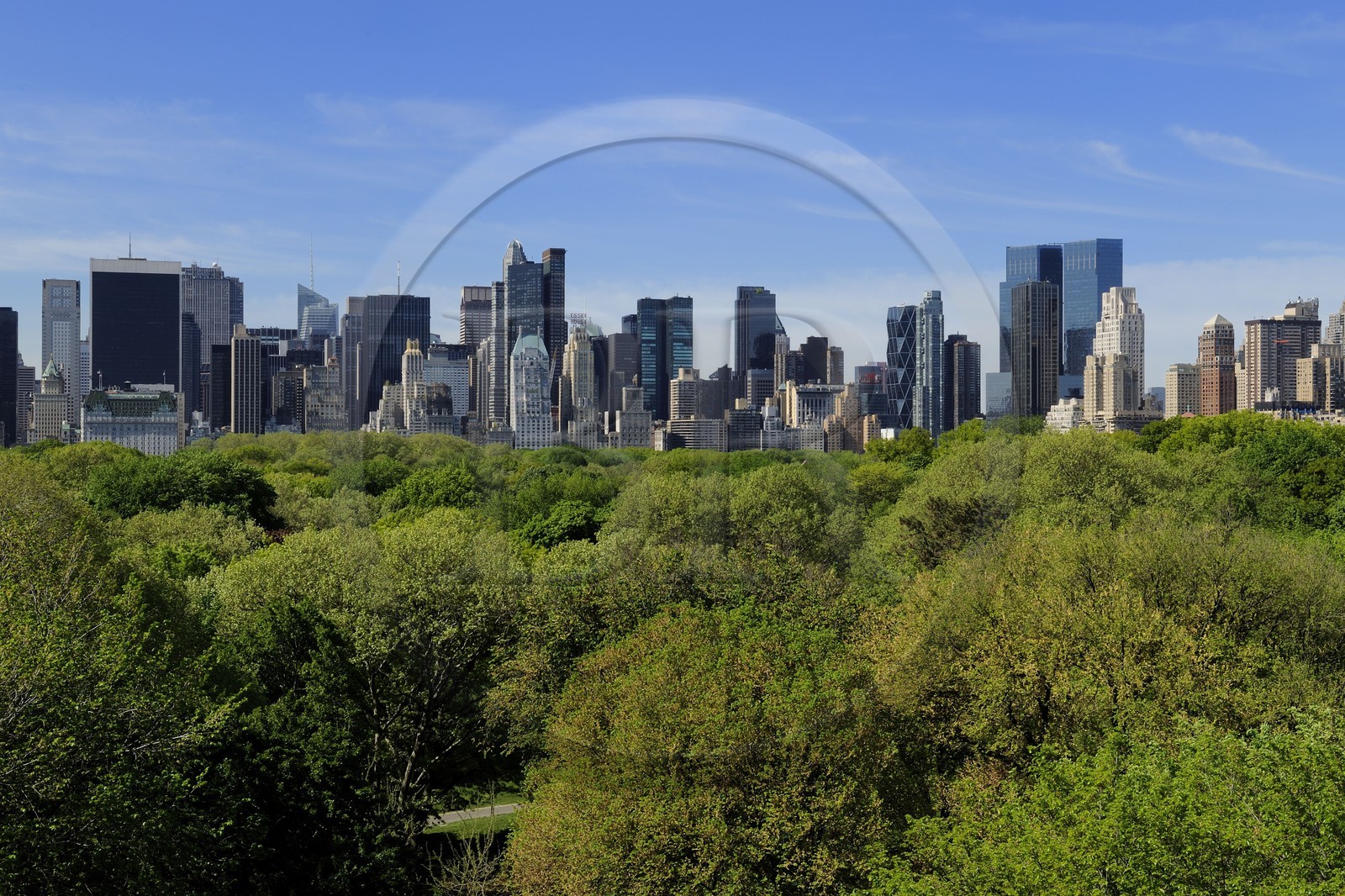 United States, New York, Manhattan, East Side, Midtown buildings and Central Park seen from the terrace of the Metropolitan Museum of Art (MET)