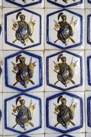 Portugal, région de Lisbonne, Sintra, le Palais national de Pena (Palacio Nacional da Pena), classé Patrimoine Mondial de l'UNESCO, azulejos représentant un chevalier
