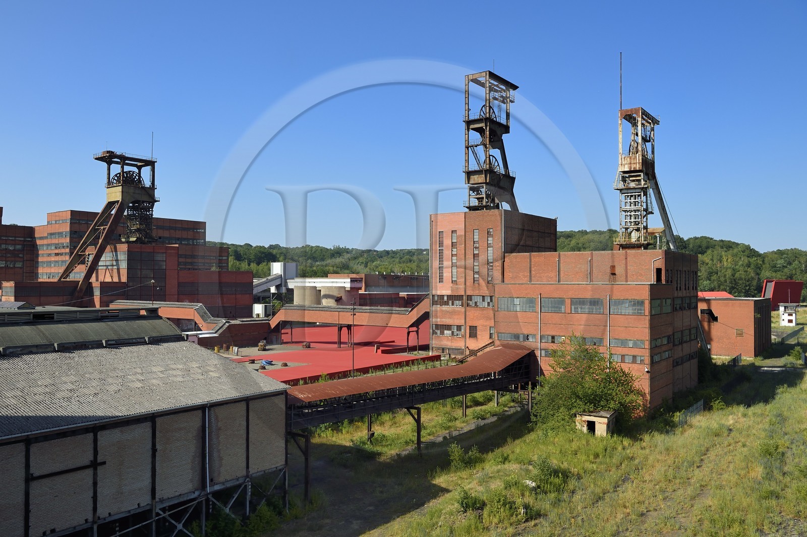 France, Moselle, Petite Rosselle, carreau Wendel museum, mine shafts headframe Wendel 3,2 and 1