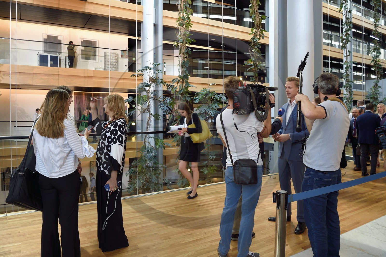 France, Bas Rhin, Strasbourg, European district, the European Parliament, the Louise Weiss building interview of a new MP at the inaugural plenary session of the new European Parliament the 2 July 2019