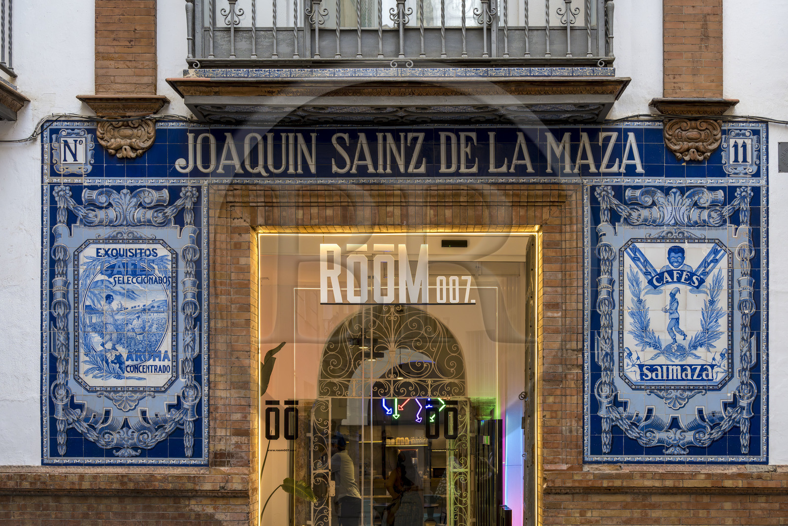 Espagne, Andalousie, Séville, hotel Room 007 dans l'ancien comptoir de vente de cafés Saimaza fondée par Joachim Sainz de la Maza