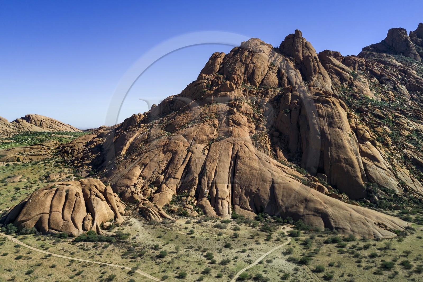 Namibie, région de Hardap, désert du Namib à l'Est du parc national Namib Naukluft vers Sossusvlei (vue aérienne)