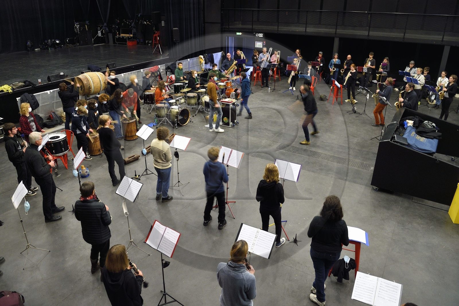 France, Meurthe-et-Moselle, Nancy, rehearsal of the Fanfare des Enfants du Boucher (Butcher's Children's Marching Band) for the great feast of Saint-Nicolas
