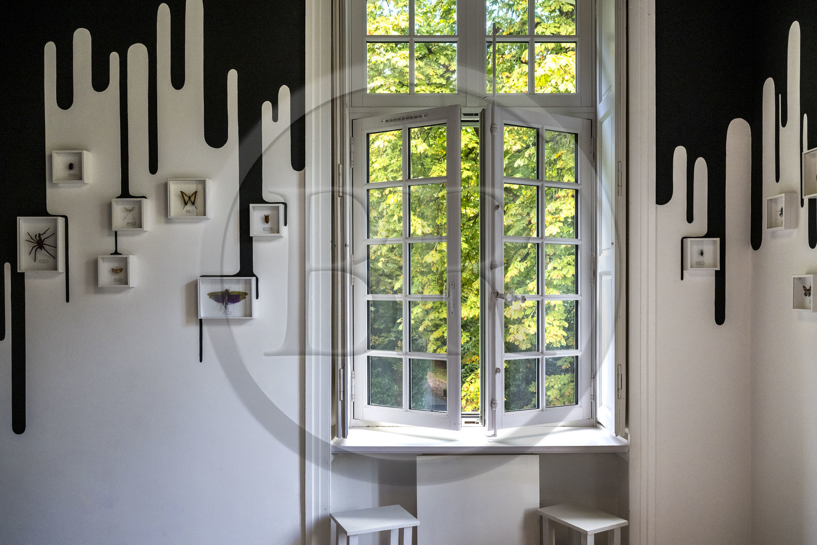 France, Loire-Atlantique (44), Saint-Jean-de-Boiseau, collection d'art contemporain Estuaire, chambres d'hotes qui sont des Chambres d'artistes au Chateau du Pé, chambre Est-il bien prudent d’envoyer des messages aux extra-terrestres ? crée par Mrzyk et Moriceau