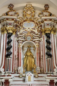 France, Haute-Corse (2B), Balagne, village perché de Speloncato, la Collégiale Santa Maria Assunta