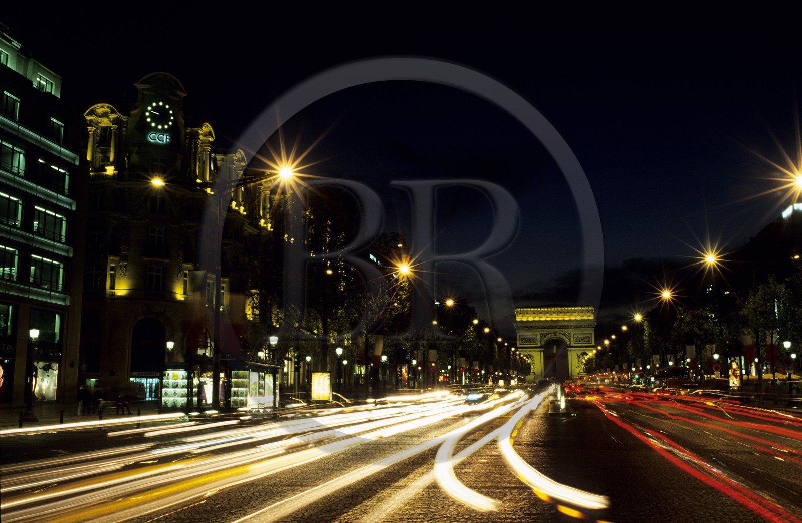 France, Paris, Champs Elysees and Arc de Triomphe (Triumphal Arch)