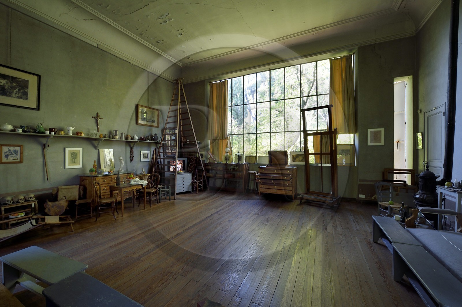 France, Bouches-du-Rhône (13), Aix en Provence, Atelier de Paul Cézanne sur la colline des Lauves avec le mobilier et les accessoires dont il se servait, mention obligatoire