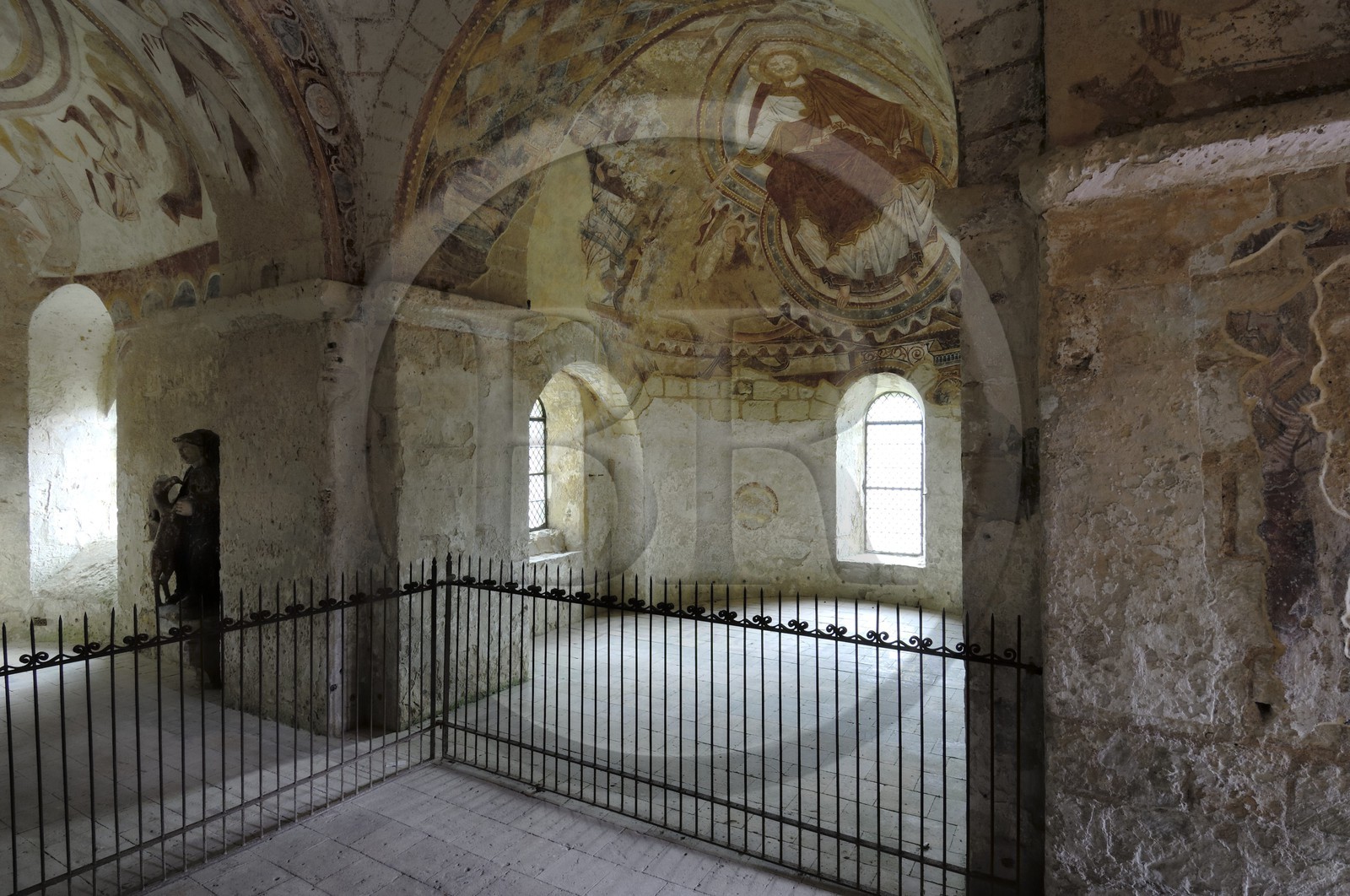 France, Loir-et-Cher (41), Montoire-sur-le-Loir, la chapelle Saint-Gilles, fresques romanes réalisées entre le XIe et le XIIIe siècle