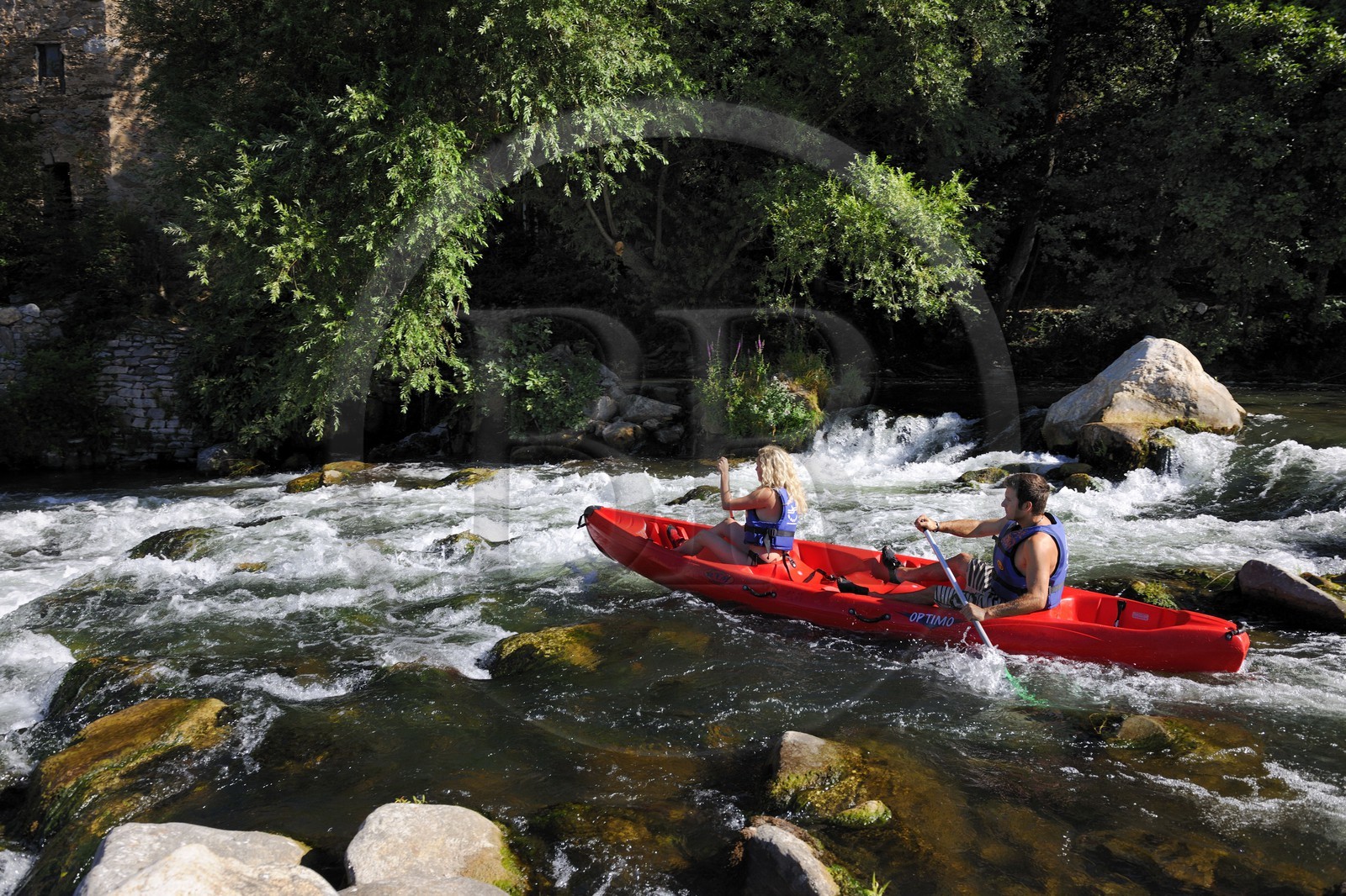France, Herault, Orb valley, kayaking the river Orb at the moulin de Travassac next to Mons la Trivalle