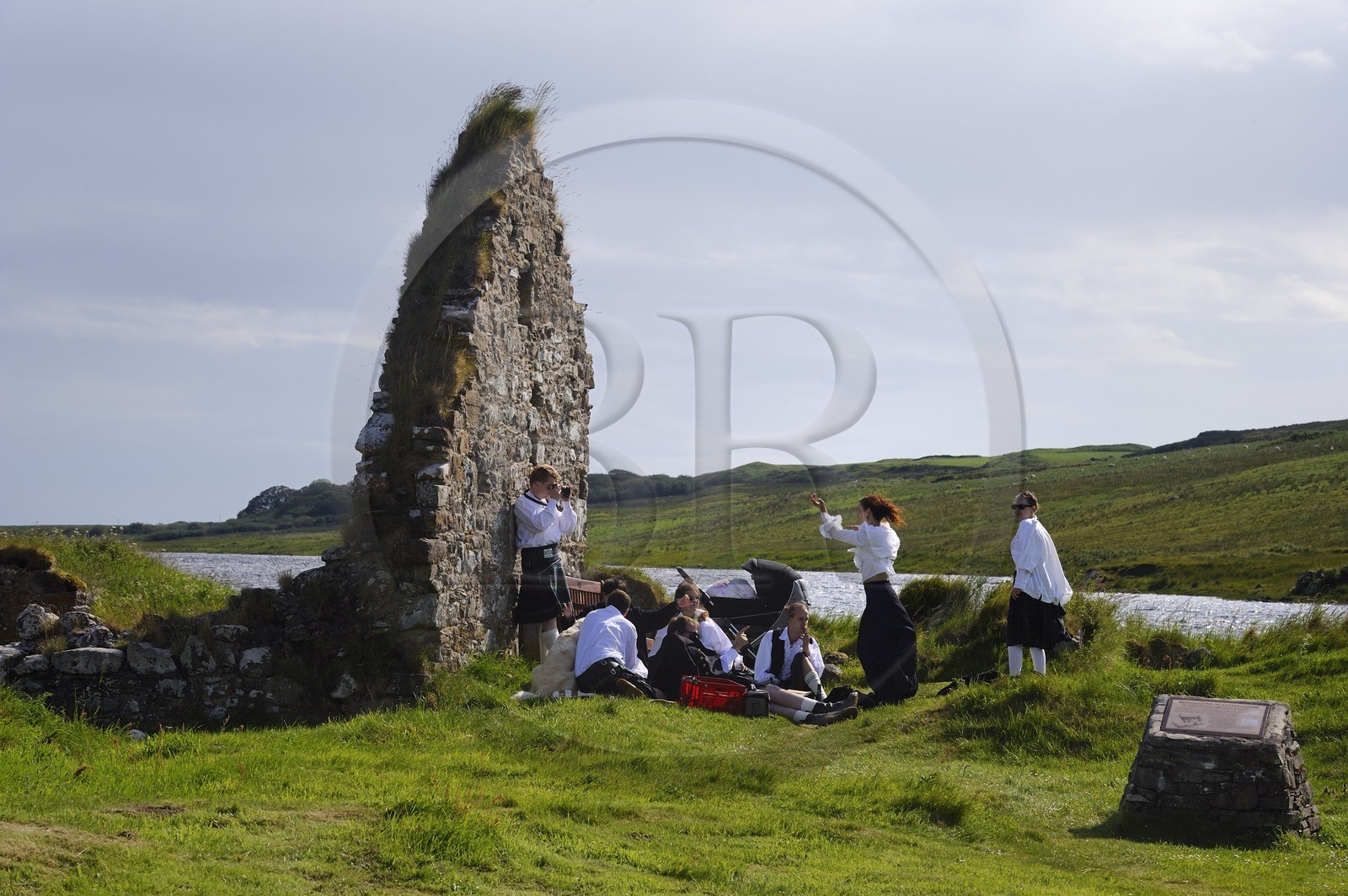 Royaume-Uni, Ecosse, Hébrides intérieures, Ile de Islay, Finlaggan est un site historique sur l'île Eilean Mòr du Loch Finlaggan, elle fut le siège des Seigneurs des îles et du Clan Donald