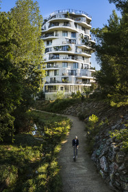 France, Hérault (34), Montpellier, immeuble de logements Folie Divine réalisé par l'architecte Farshid Moussavi (FMA)