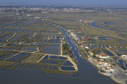 France, Charente-Maritime (17), bassin de Marennes-Oléron, Marennes, Claires et port de la Cayenne (vue aérienne)