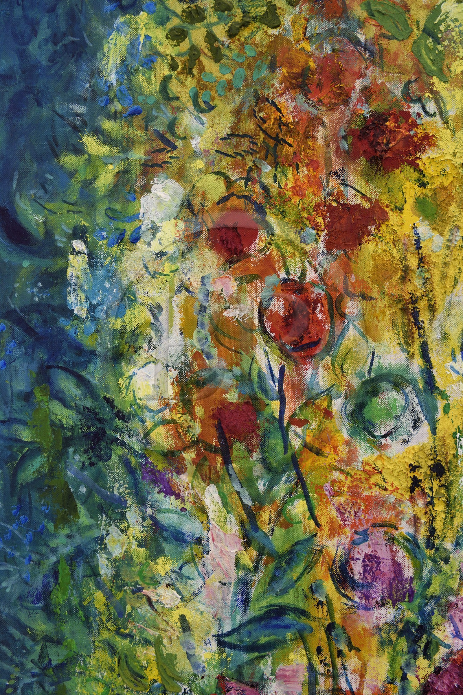 France, Alpes-Maritimes (06), Nice, musée national Marc Chagall de l'architecte André Hermant et créé à l'initiative d'André Malraux, salle de la série de peintures du Message Biblique, Adam Et Eve Chassés Du Paradis (1961), détail