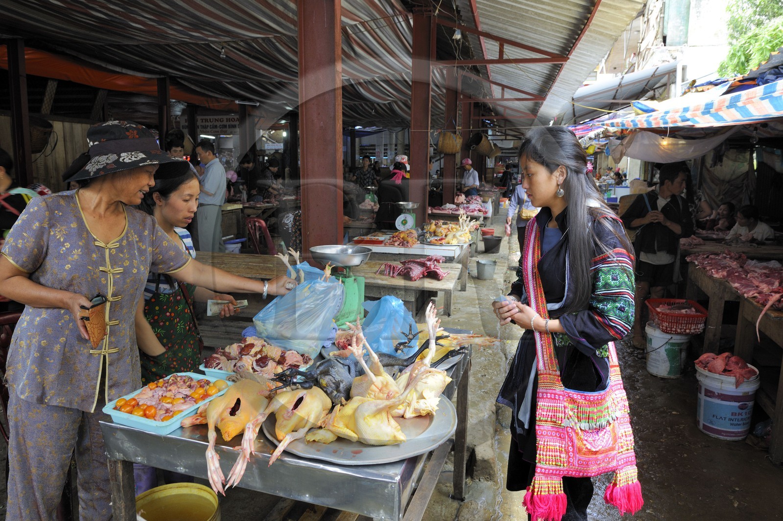 Vietnam, province de Lao Cai, marché de Sapa, la minorité Hmong Noir