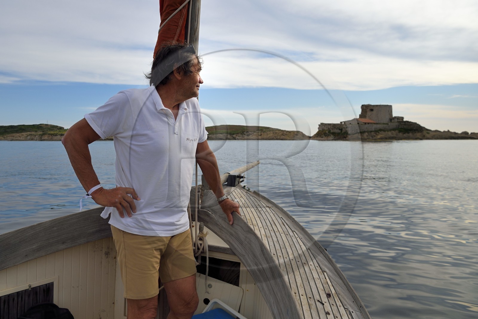 France, Var, Iles d'Hyeres, Parc National de Port Cros (National park of Port Cros), Porquerolles island, Marc Frilet who with his wife Edith rehabilitate the Fort du Petit Langoustier dating from the 17th century as a model of sustainable development