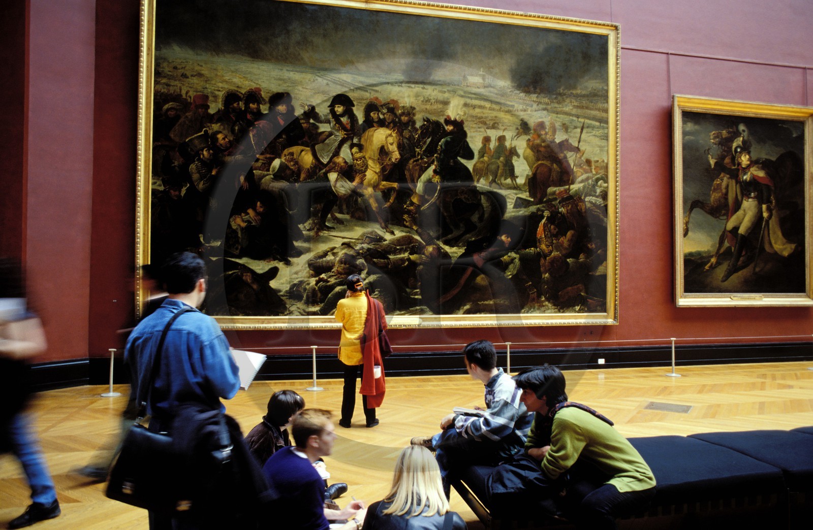 France, Paris, visitors admiring the painting of Napoleon sur champ de bataille d'Eylau (the Emperor Napoleon in the battle field of Eylau) by the French painter Gros