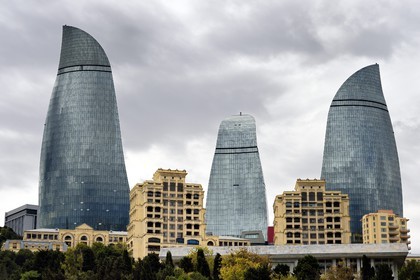 Azerbaïdjan, Bakou, Flame Towers des architectes Hellmuth, Obata & Kassabaum