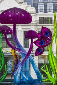 France, Paris, the La Samaritaine department store during the Christmas holidays, creations of Thoiry Lumières Sauvages in the windows of the facade