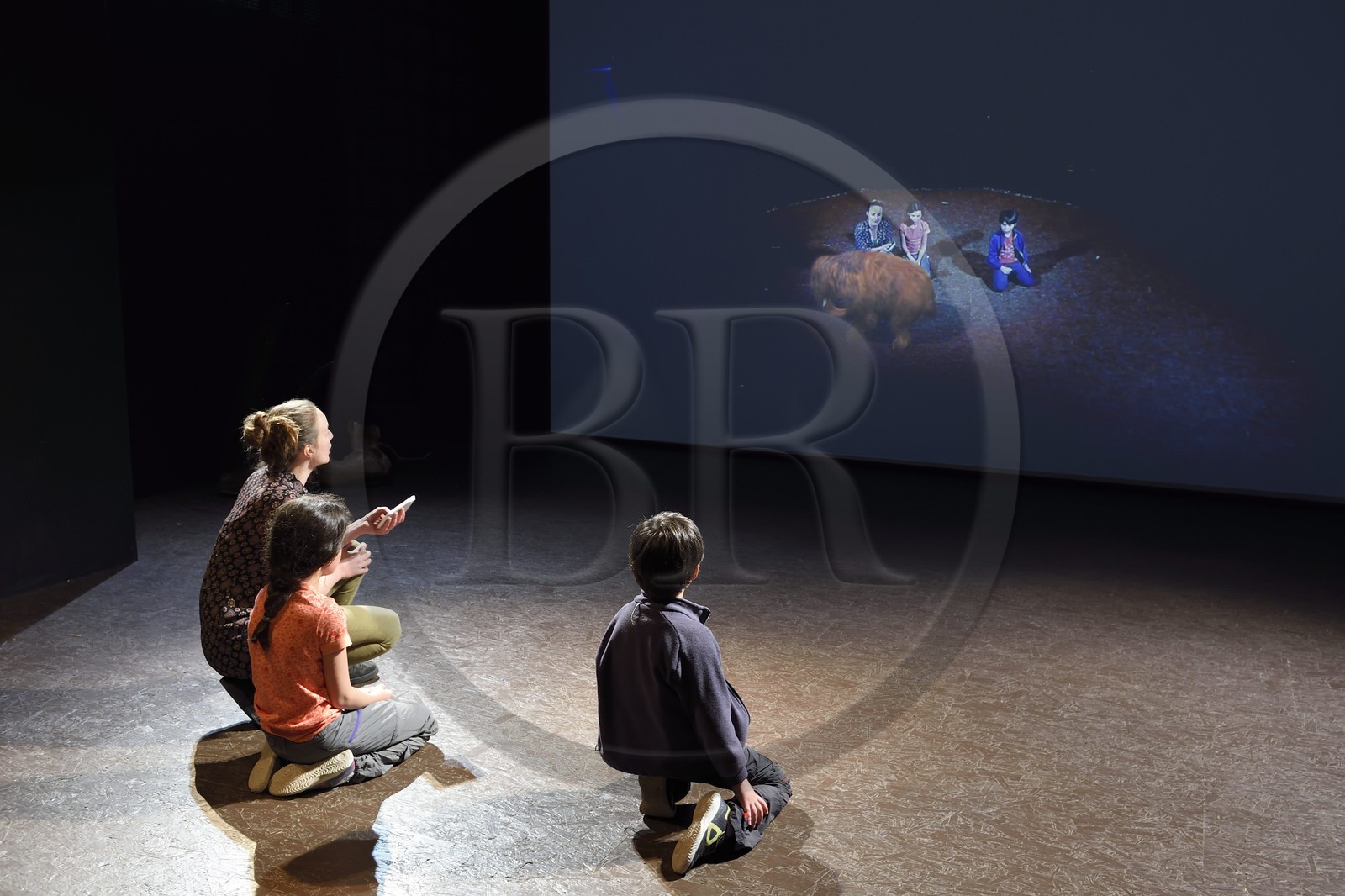 France, Dordogne, Perigord Noir, Vezere valley, Thonac, Le Thot, Cro Magnon space, the temporal mirror, animation of augmented reality where visitors come face to extinct animals such as a mammoth