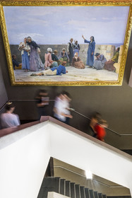 France, Herault, Montpellier, historic center, Fabre museum, Huguenot prisoners at the Constance Tower, Aigues-Mortes (1892) by painter Max Leenhardt