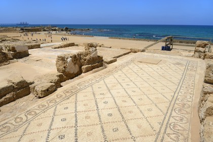Israël, district d'Haifa, Césarée (Caesarea Maritima), ruines de Césarée, ruines des batiments de l'hippodrome romain