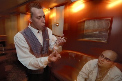 Italy, cruise aboard the Silvershadow ship of the company Silversea, in the cigar lounge