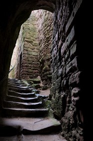 France, Bas-Rhin (67), château de Fleckenstein, escalier troglodityque