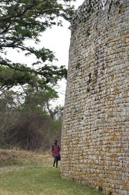 Zimbabwe, province de Masvingo, les ruines du site archéologique du Grand Zimbabwe, classé Patrimoine Mondial de l'UNESCO, Xème au XVème siècle, mur extérieur du Grand Enclos
