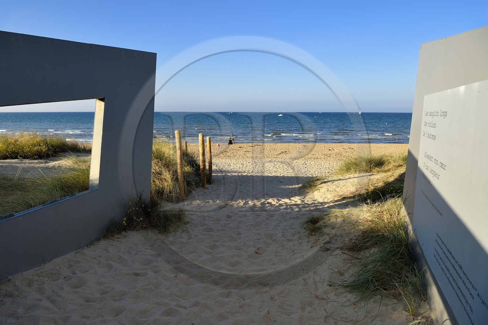 France, Calvados, Courseulles sur Mer, Juno Beach Centre, museum dedicated to Canada's role during the Second World War, monument and poem of Paul Verlaine on the beach of Juno Beach
