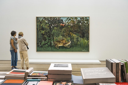Suisse, Bâle, Riehen, fondation Beyeler, Le lion ayant faim se jette sur l'antilope du peintre Henri Rousseau
