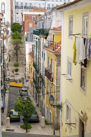 Portugal, Lisbonne, quartier du Bairro Alto, le funiculaire de Bica, reliant le quartier de Bairro Alto aux rives du Tage