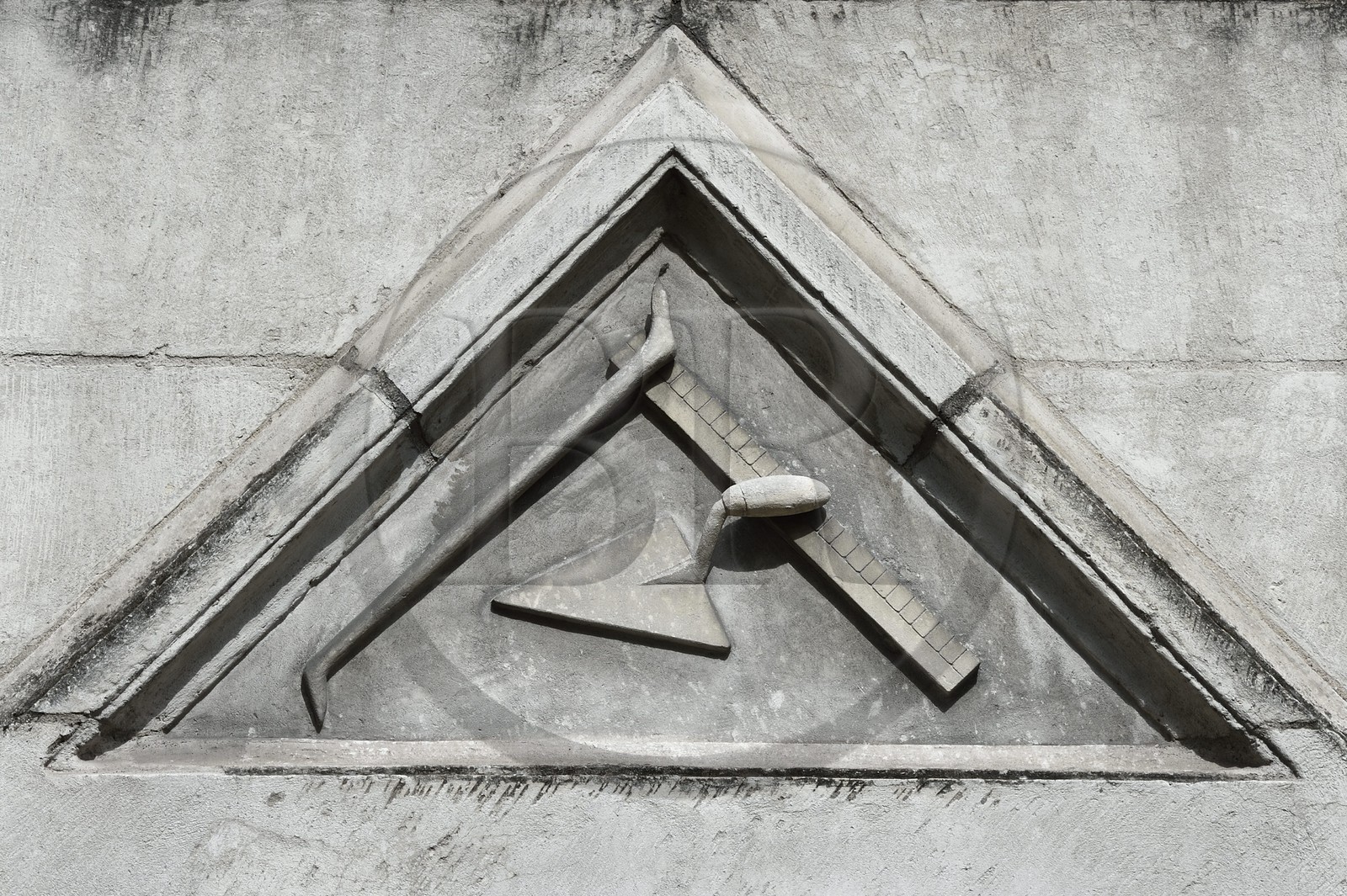 France, Dordogne, White Perigord, Perigueux, the Masonic Temple, sculptures representing the Masonic emblems were destroyed in early 1941 by order of the Vichy regime and were only restored in 1987