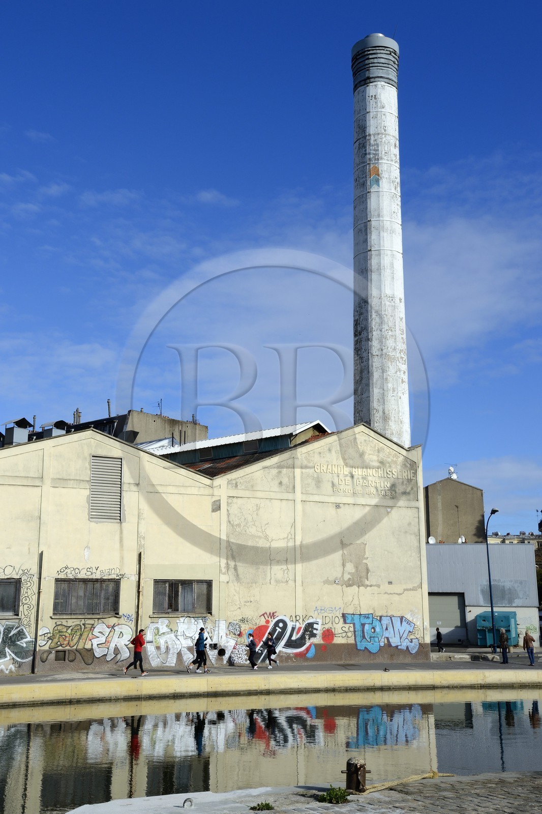 France, Seine-Saint-Denis (93), Pantin, l'ancienne grande blanchisserie de Pantin créée en 1883 au bord du canal de l'Ourcq