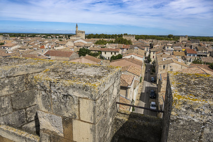 France, Gard (30), Aigues-Mortes, la vieille ville depuis les remparts