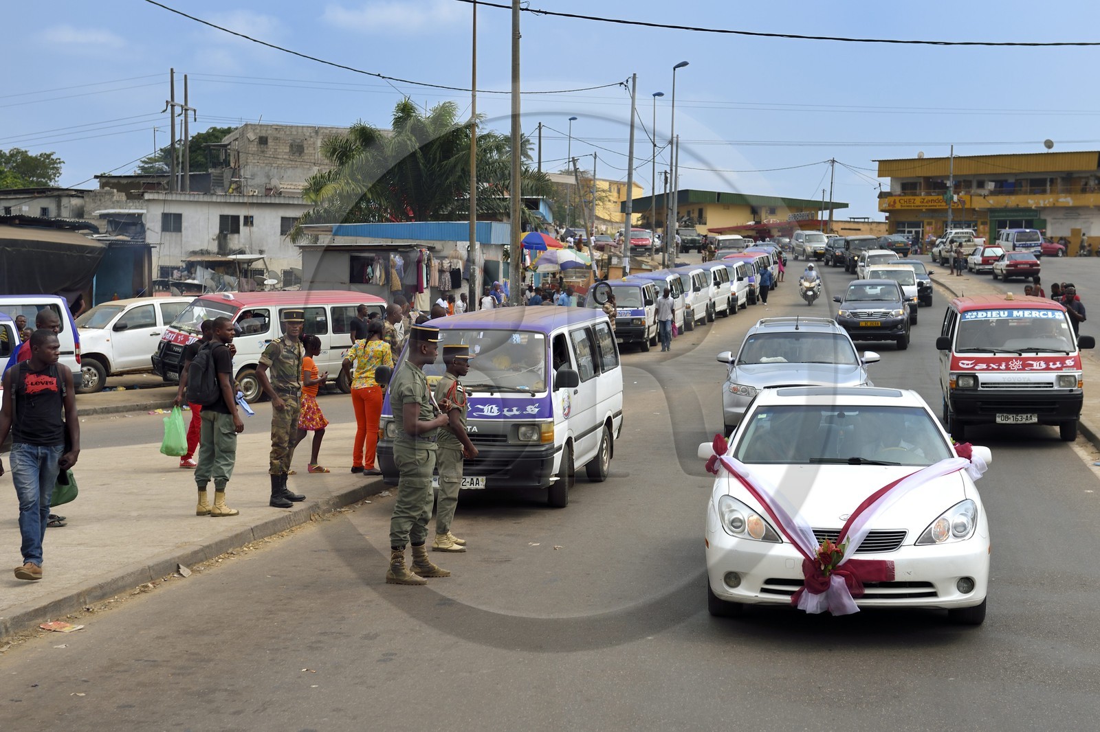 Gabon, Libreville, control of police on the Route National 1 (state highway)