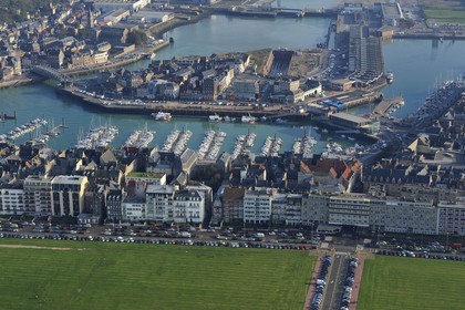 France, Seine-Maritime, Dieppe, on the island a part of the neighborhood of Pollet, a former fishermen's district (aerial view)