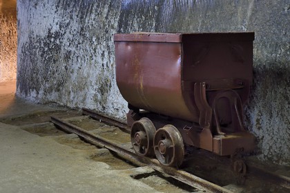 Romania, Transylvania, Cluj region, Turda, former Turda salt mine whose exploitation began in Roman times transformed into a leisure center and health, old mine waggon