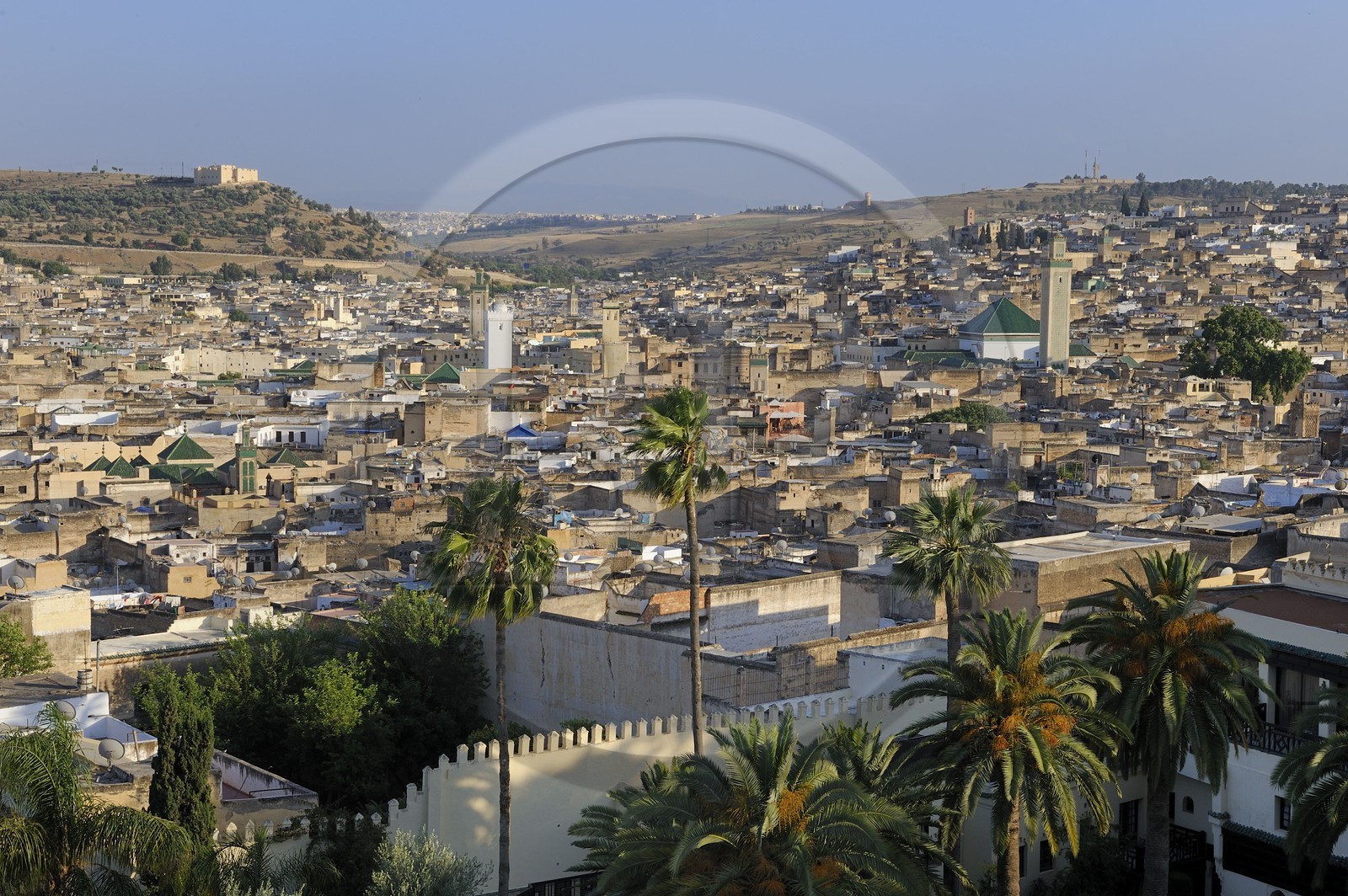 Maroc, Moyen Atlas, Fès, ville impériale, médina classée Patrimoine Mondial de l'UNESCO, Fès el Bali depuis le palais Jamai