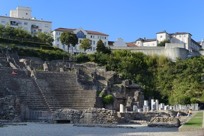 France, Rhône (69), Lyon, site historique classé Patrimoine Mondial de l'UNESCO, colline de Fourvière, théâtre romain
