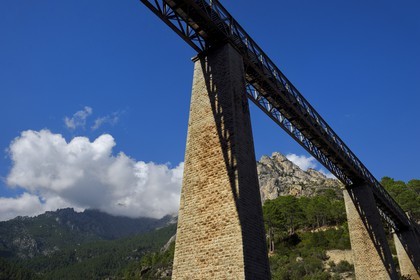 France, Haute Corse, Vivario, Pont du Vecchio (Vechju), railroad bridge designed by architect Gustave Eiffel (1893)