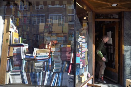 Norvège, Oslo, quartier de Homansbyen, librairie dans la rue Bogstadveien