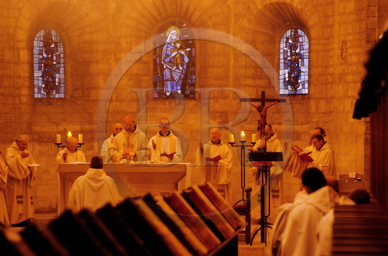France, Drôme (26), Montjoyer, abbaye cistercienne Notre-Dame d'Aiguebelle, office religieux