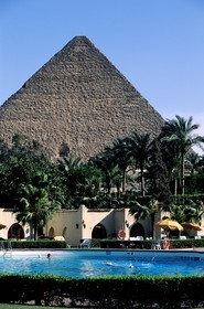 Egypt, Cairo, the Mena House Oberoi hotel behind the Giza pyramids