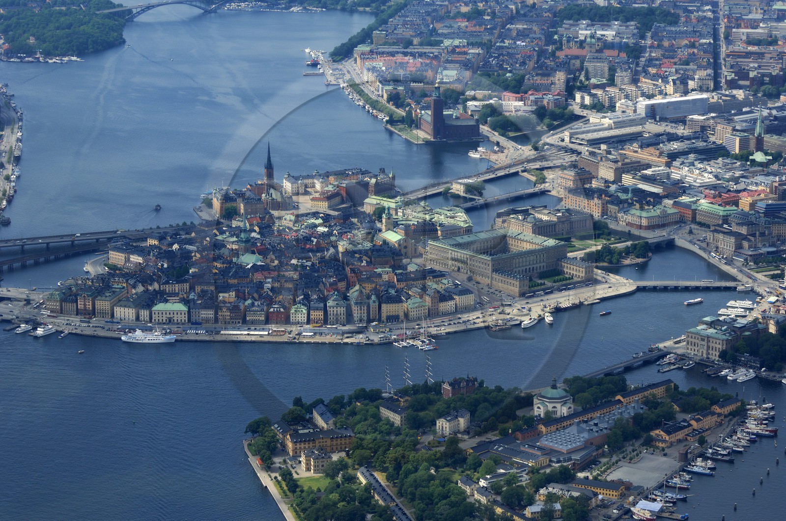 Sweden, Stockholm, Gamla Stan island (old town) (aerial view)