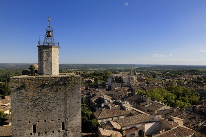 France, Gard, Uzes, Tour de l'Eveque seen from the tour Bermonde