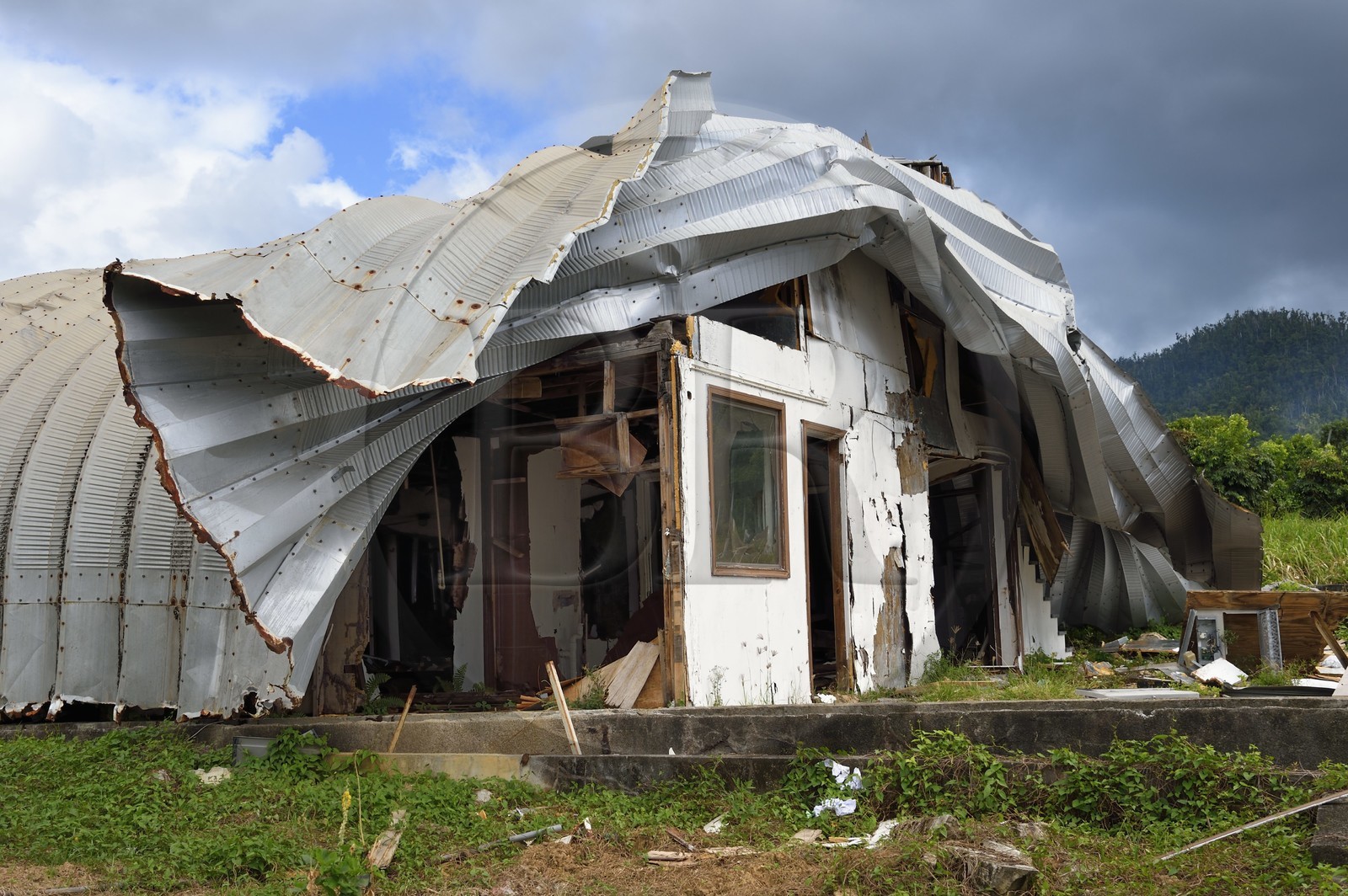 Caribbean, Dominica Island, Portsmouth, former export coral production farm destroyed after Hurricane Maria in 2017