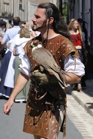 France, Seine et Marne (77), Les Médiévales de Provins, ville classée Patrimoine Mondial de l'UNESCO, fauconniers des Aigles de Provins