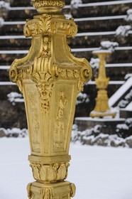 France, Yvelines (78), parc du château de Versailles sous la neige, classé Patrimoine Mondial de l'UNESCO, le Bosquet de la Salle de Bal